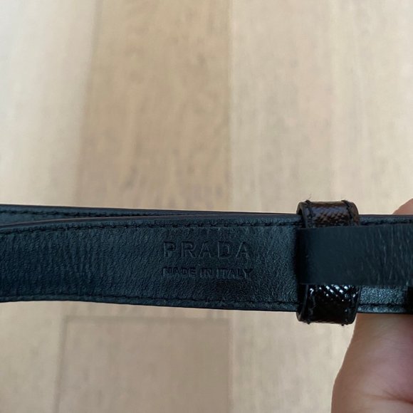 Prada Saffiano Leather Skinny Black Belt Size 36 main image 5
